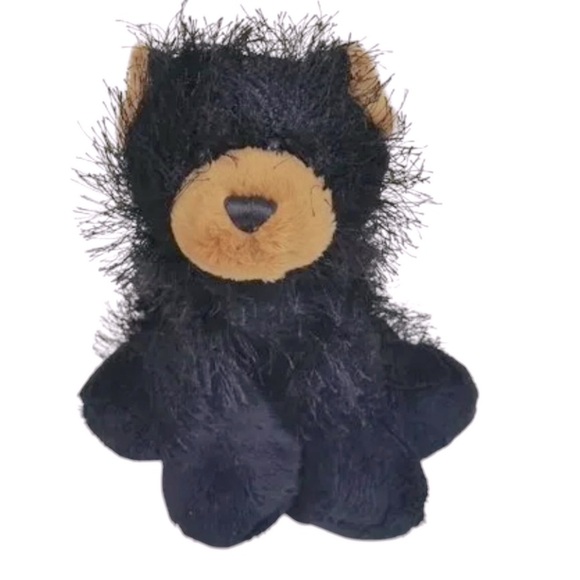 7” Ganz Webkinz Black Bear Stuffed Animal Toy Black Black and Brown Plush Bear - Picture 1 of 9